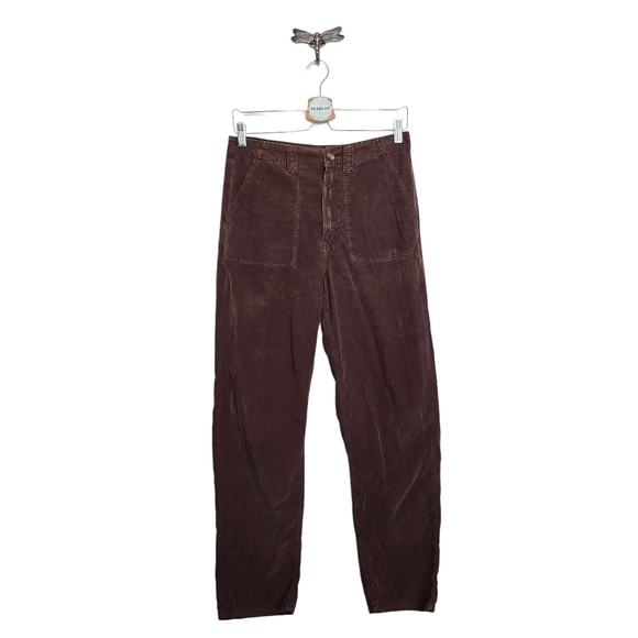 AE American Eagle Lightweight Corduroy High Waist Baggy Mom Pant Brown 6s - Picture 3 of 14